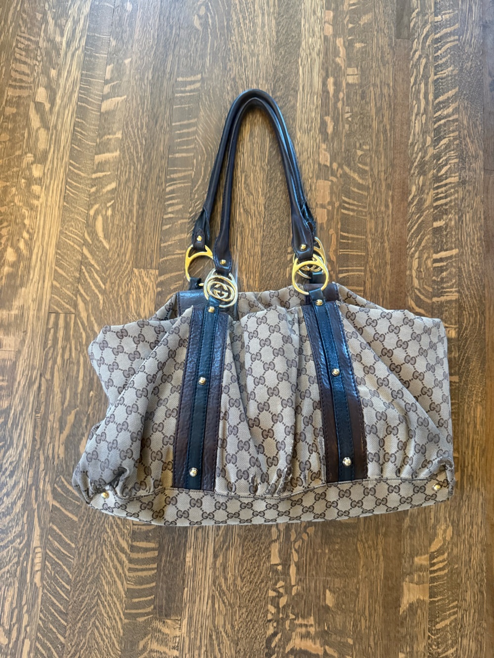 Vintage Gucci Brown GG Monogram Tote